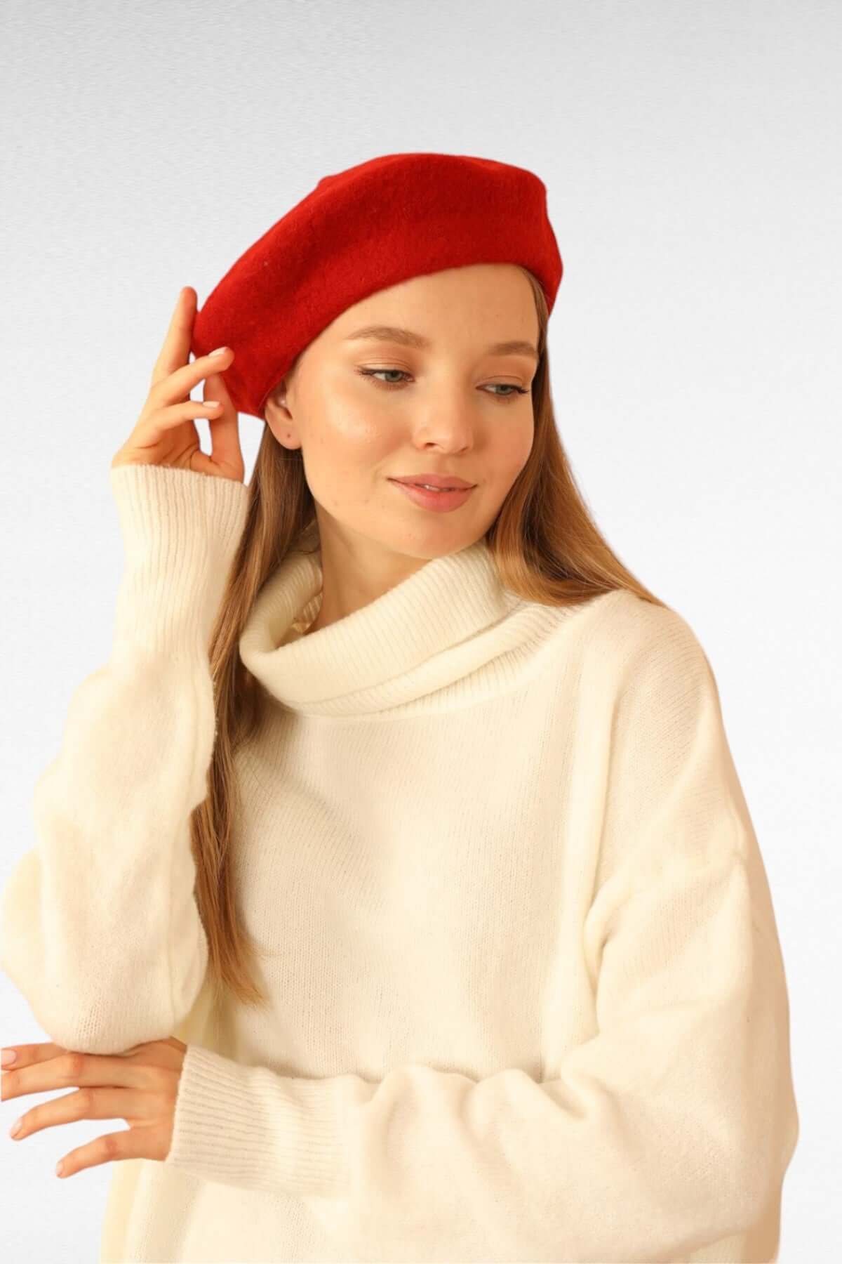 Wool Vintage French Beret - Red