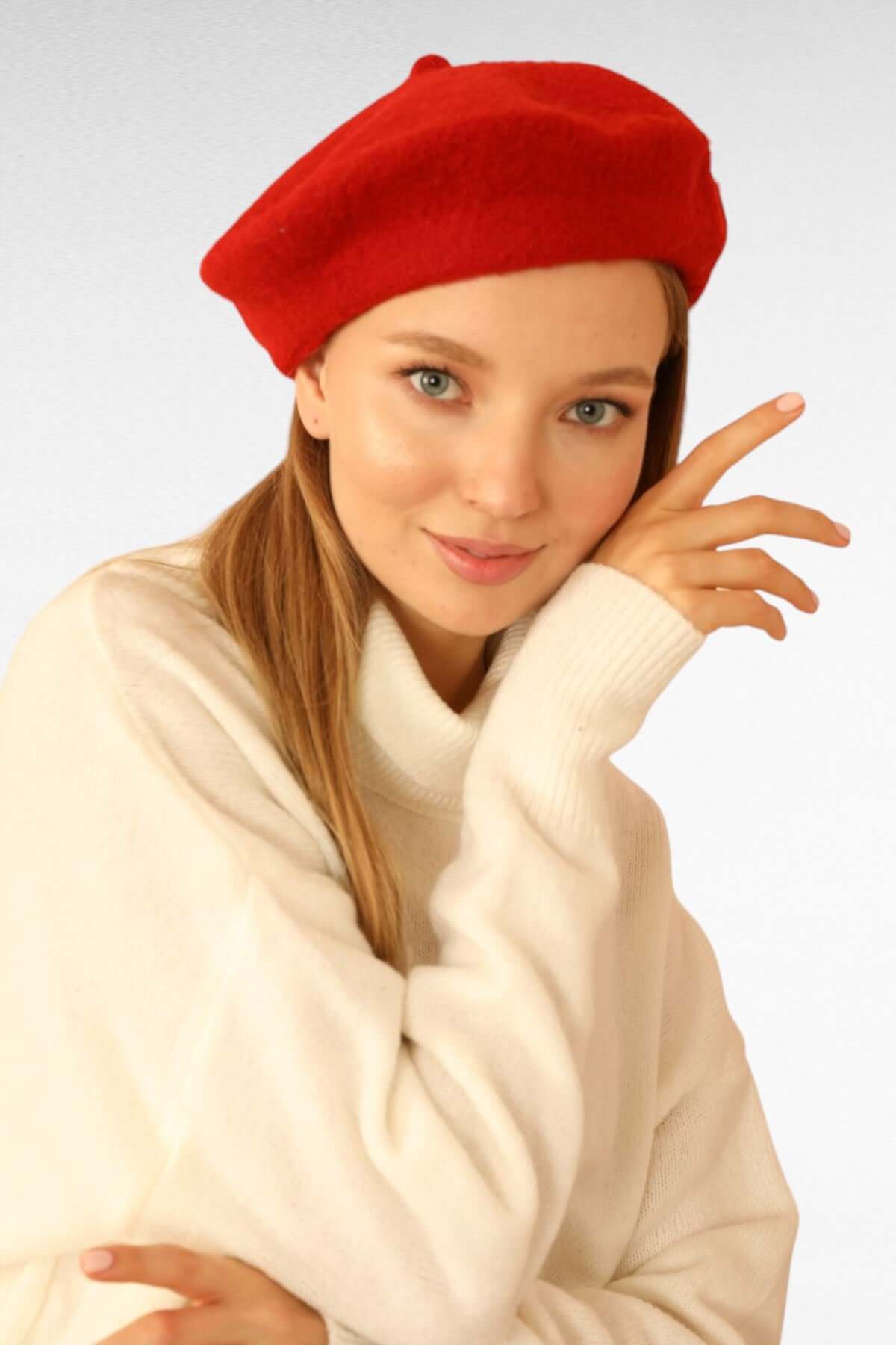 Wool Vintage French Beret - Red