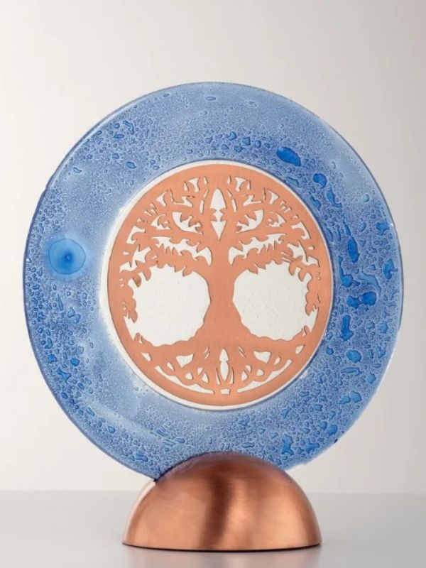 Copper on Glass Sacred Geometry Object – Mystical Décor Accent - Tree of Life