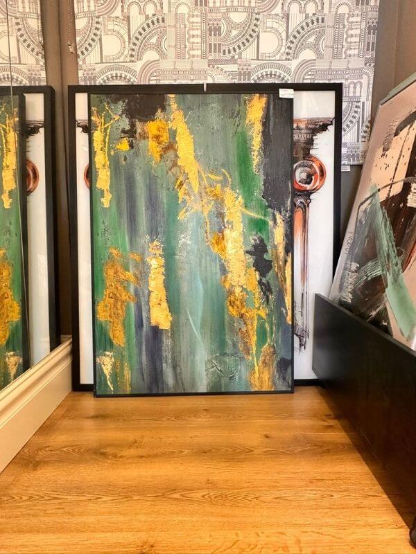 Emerald Flow – Canvas with Black Metal Frame
