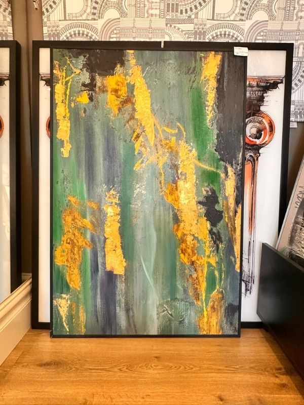 Emerald Flow – Canvas with Black Metal Frame