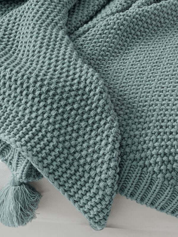 Sage Knitted Throw Blanket