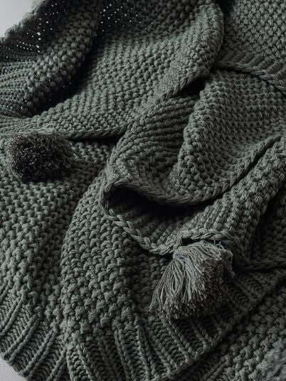 Khaki Knitted Throw Blanket