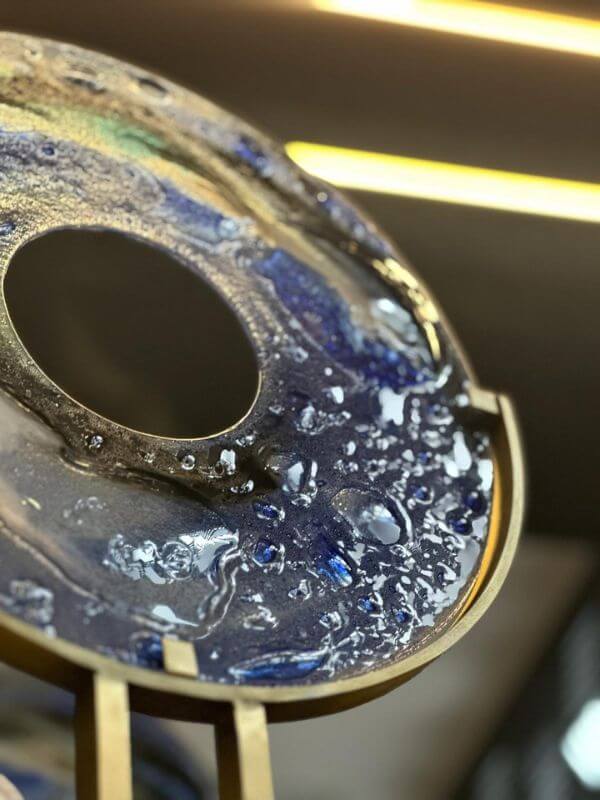 Blue Glass on Brass Decorative Object – Luxury Home Accessory