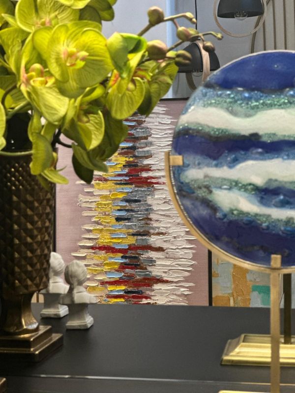 Blue Glass on Brass Decorative Object – Luxury Home Accessory