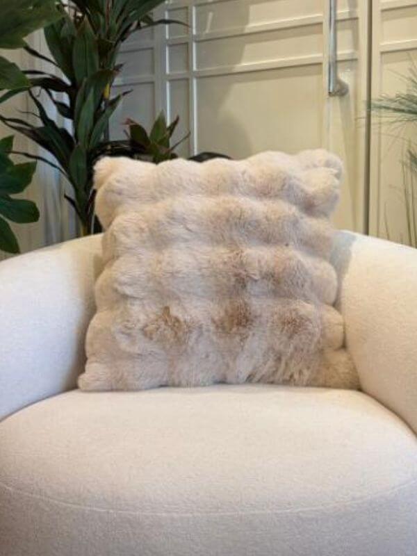 Taupe Faux Fur Throw Pillow Case – Ultra Soft Plush Cushion Cover(45 x 45 cm)