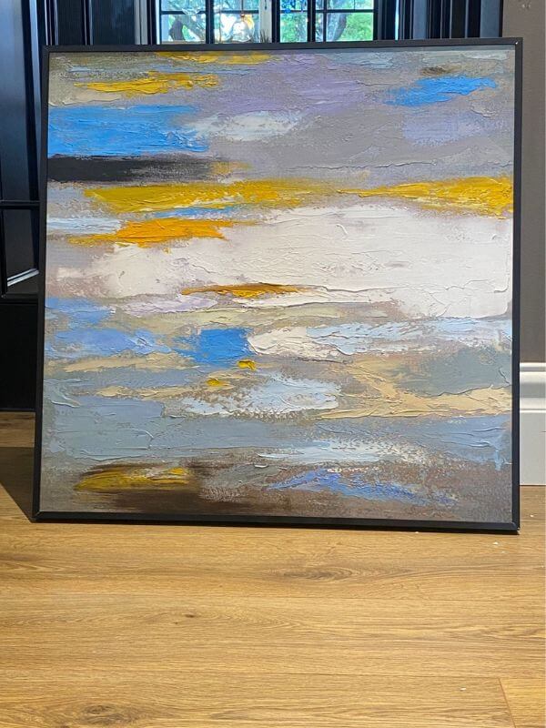 Sunrise – Abstract Oil Painting on Canvas with Black Metal Frame