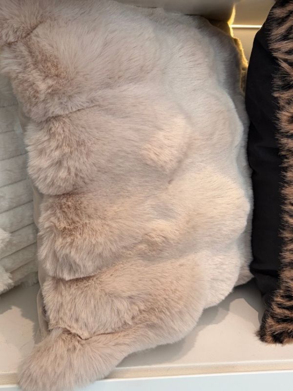Taupe Faux Fur Throw Pillow – Ultra Soft Plush Cushion (45 x 45 cm)