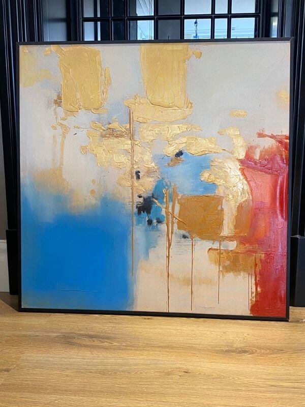 Dance of Light – Abstract Oil Painting on Canvas with Black Metal Frame