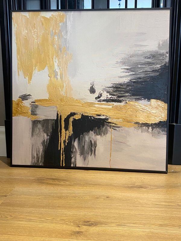 Night and Light – Abstract Oil Painting on Canvas with Black Metal Frame