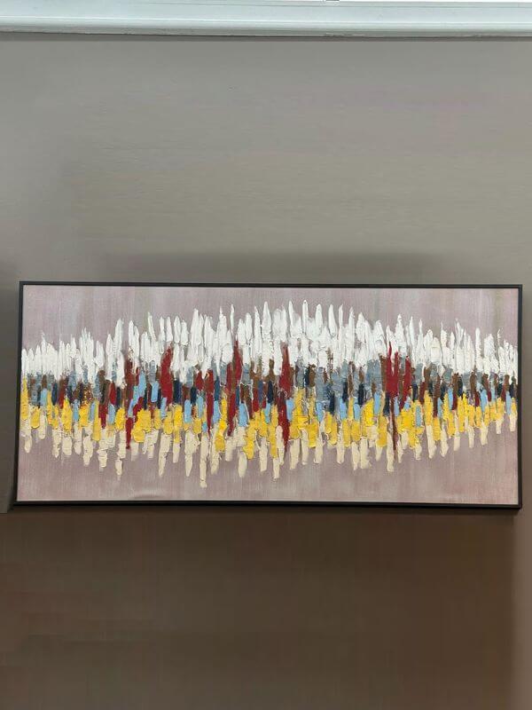 Colors of Rhythm – Abstract Oil Painting on Canvas with Black Metal Frame