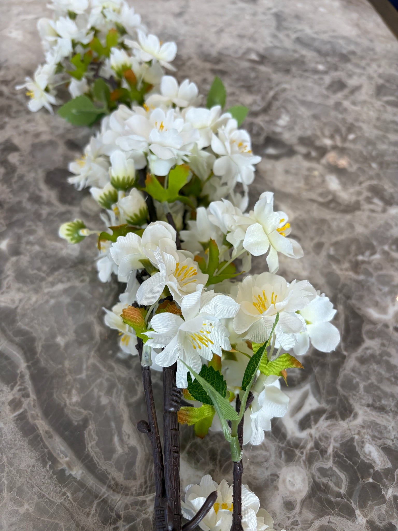 Artificial White Spring Blossom Branch