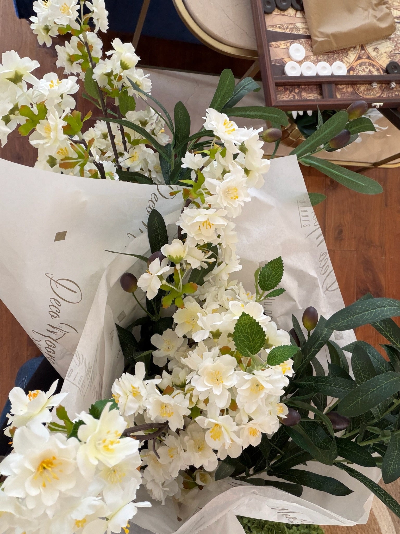 Artificial White Spring Blossom Branch