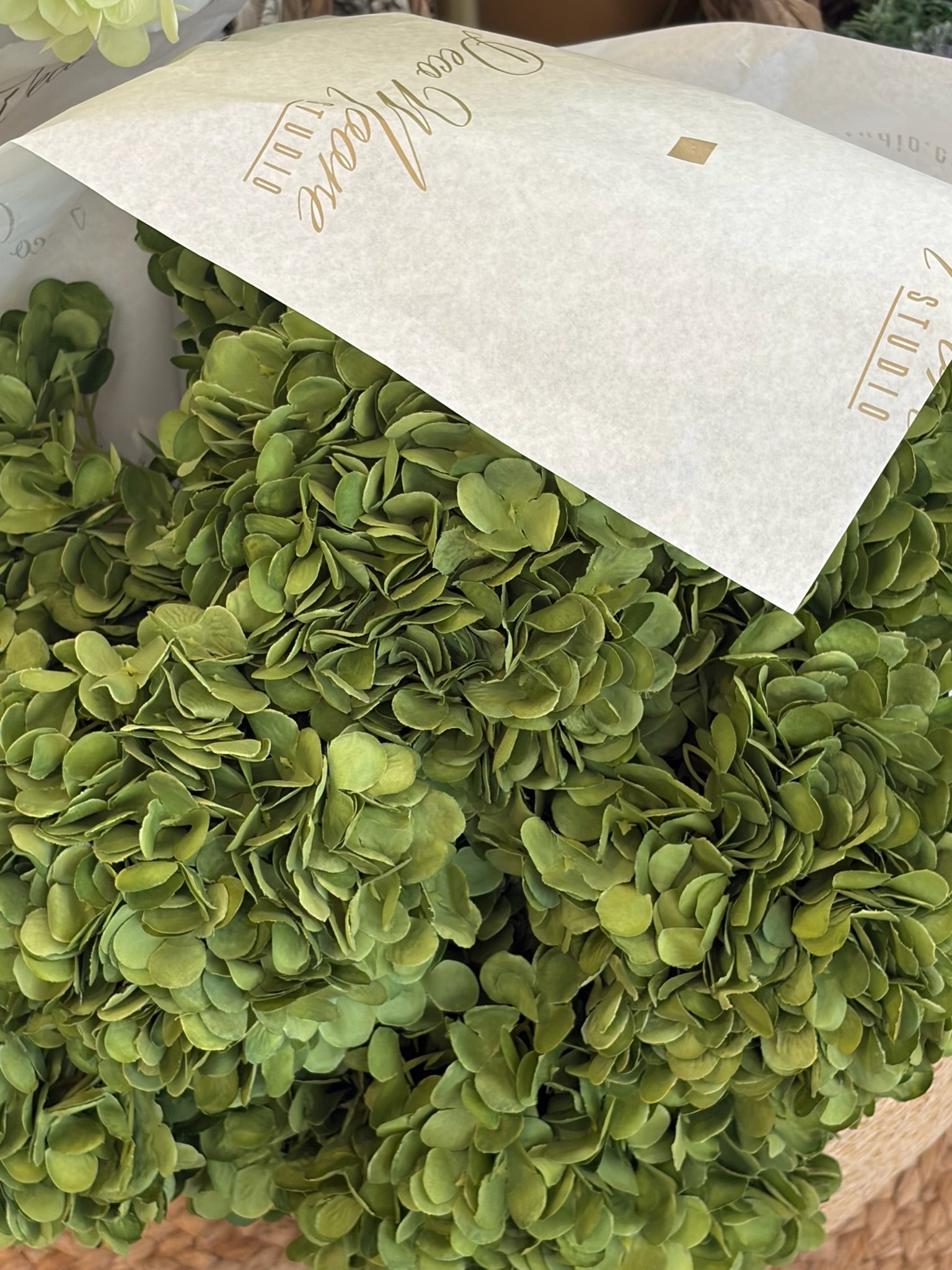 Artificial Hydrangea Stem, Green