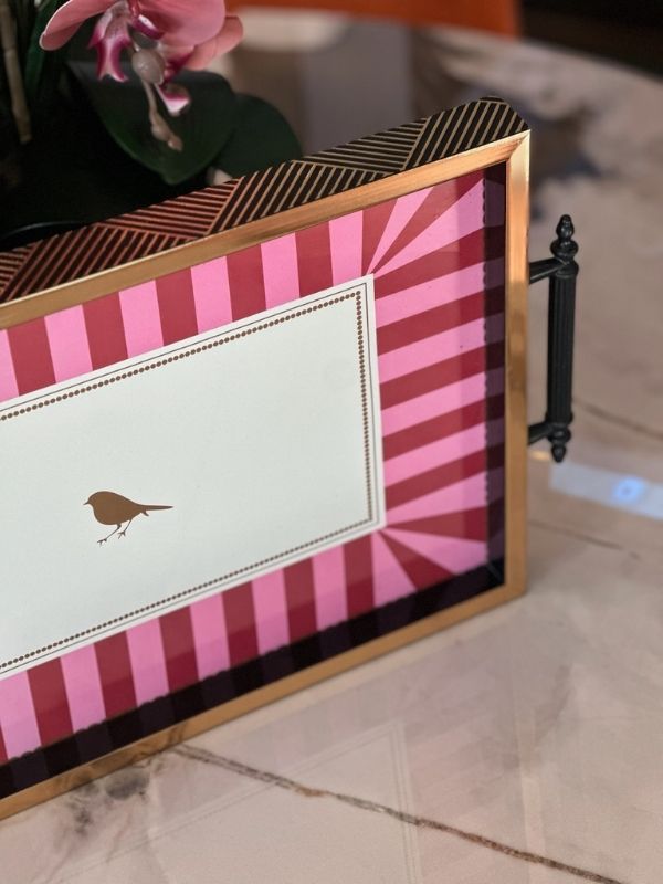 Bird Patterned Decorative Serving Tray