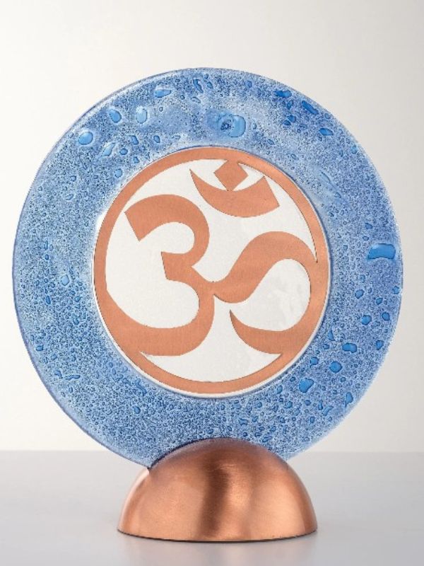 Copper on Glass Sacred Geometry Object – Mystical Décor Accent - OM