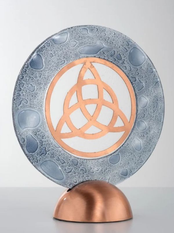 Copper-on-Glass Sacred Geometry Object – Mystical Décor Accent - Triquetra