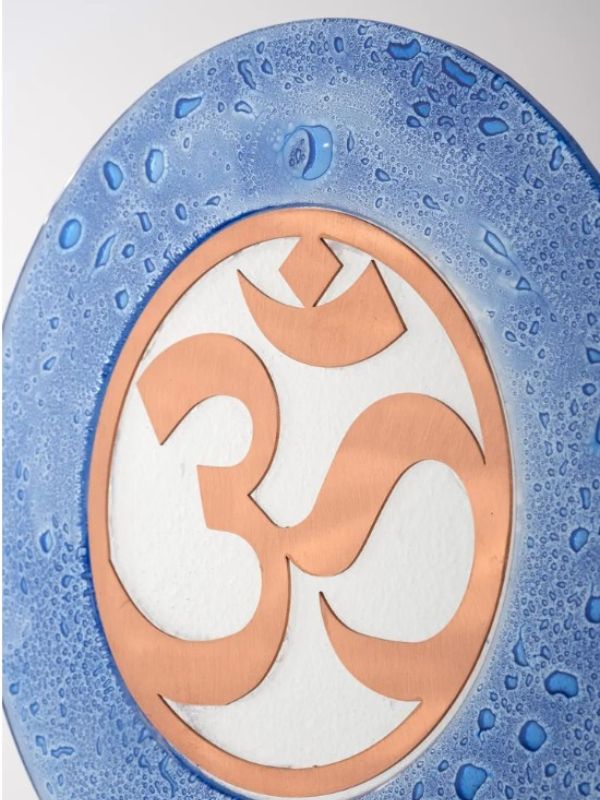 Copper on Glass Sacred Geometry Object – Mystical Décor Accent - OM