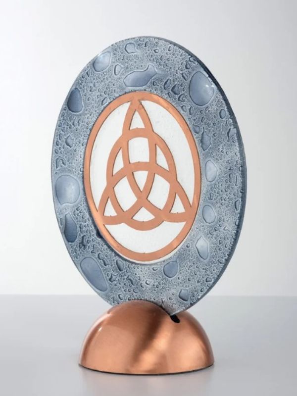 Copper-on-Glass Sacred Geometry Object – Mystical Décor Accent - Triquetra