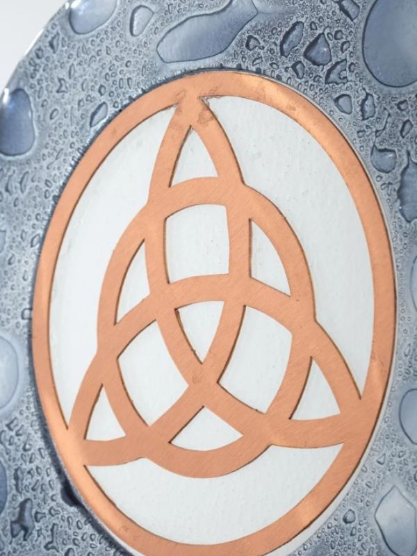 Copper-on-Glass Sacred Geometry Object – Mystical Décor Accent - Triquetra