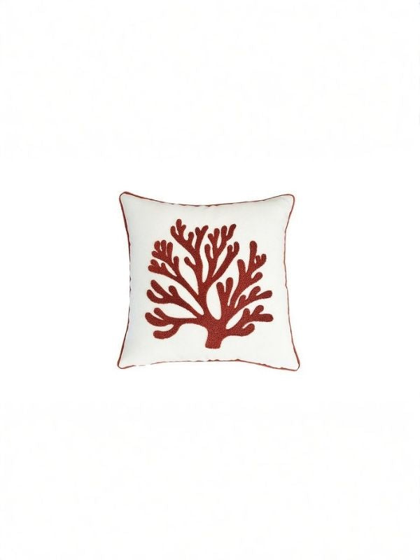 Coral Embroidered Cushion Cover | 45×45 cm