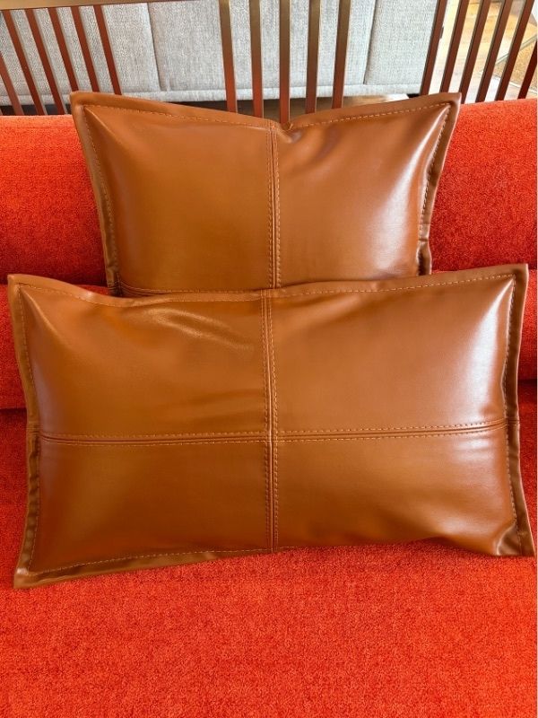 Corium Faux Leather Cushion | Tan | 45×45 cm