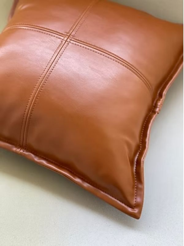 Corium Faux Leather Cushion | Tan | 45×45 cm