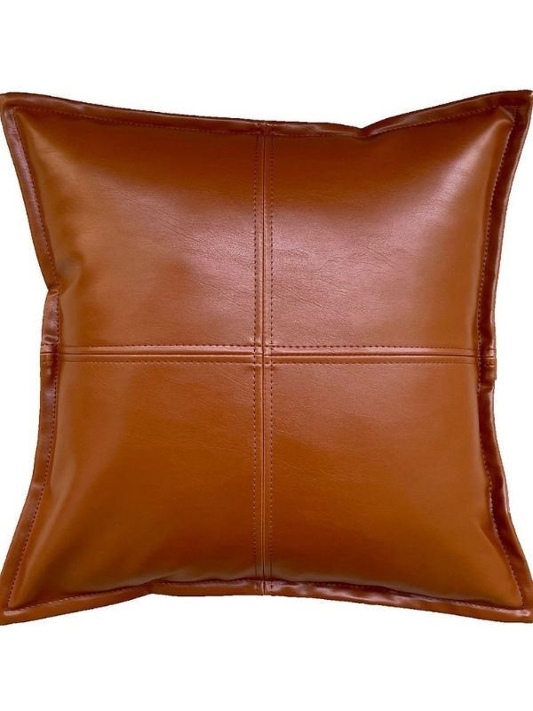 Corium Faux Leather Cushion | Tan | 45×45 cm
