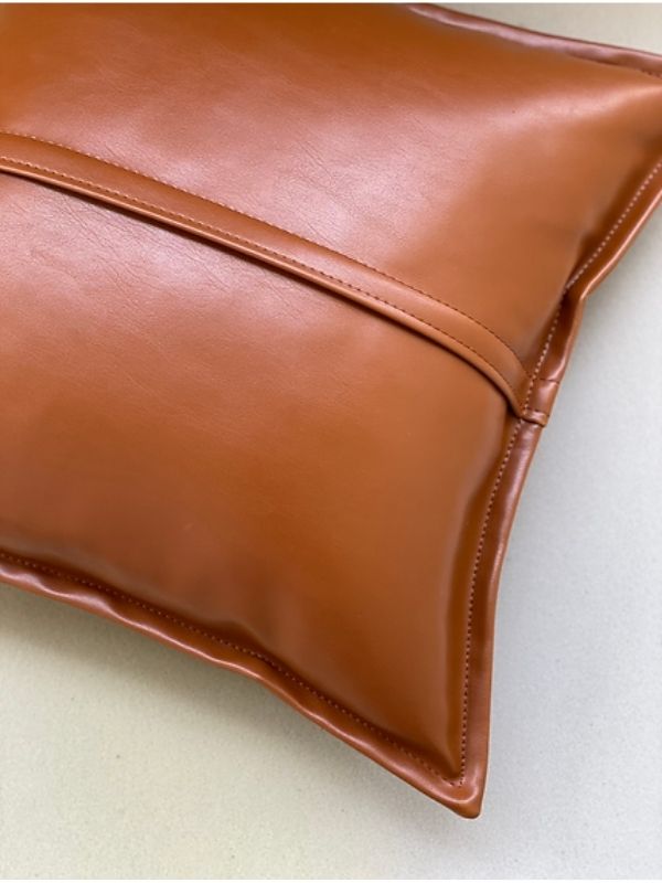Corium Faux Leather Lumbar Cushion | Tan | 35×60 cm
