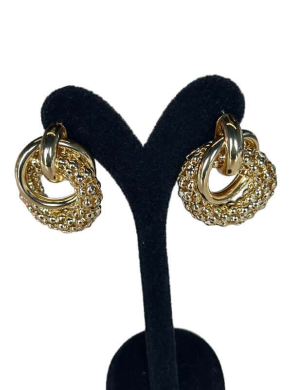 Textured Chain Hoop Earrings Gold