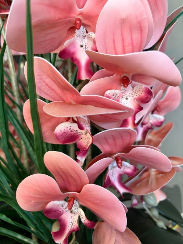 Pink Orchid Arrangement – Premium Decorative Design with Brass-Finish Bowl