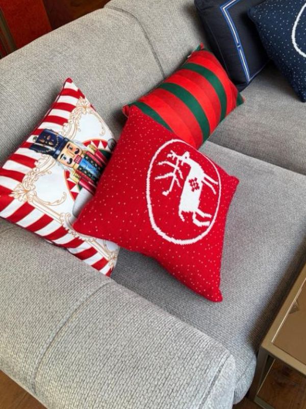 Nutcracker Christmas Cushion Cover – Red & White Striped | 43x43 cm