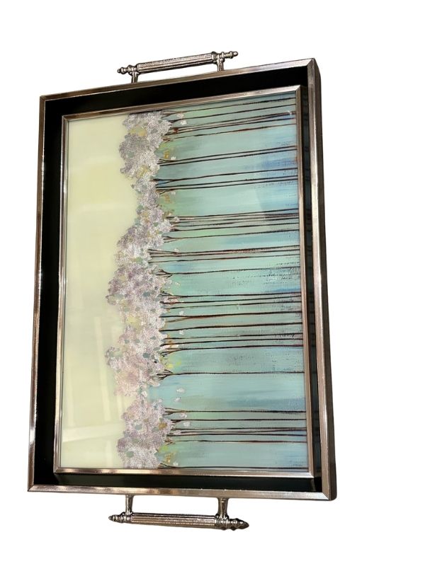 Decorative Glass Serving & Presentation Tray – Tree Pattern