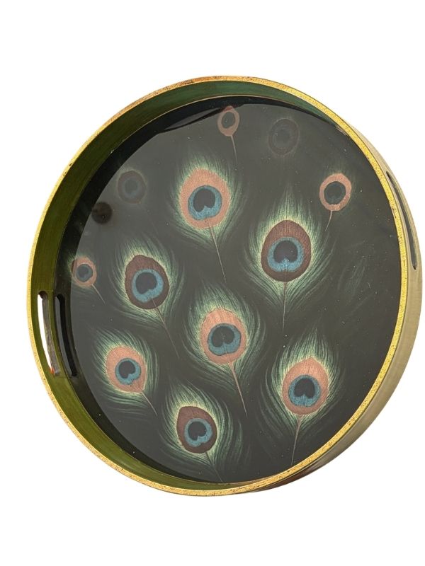 Decorative Glass Tray – Gold & Black