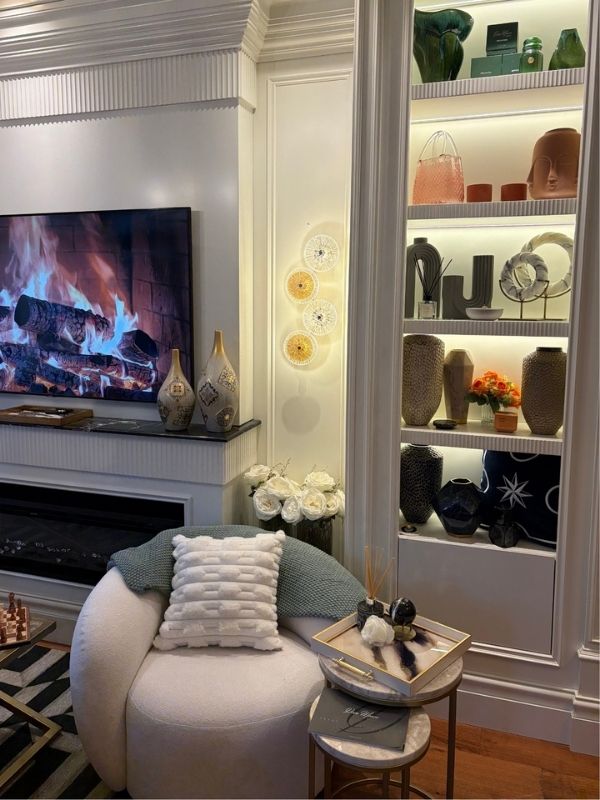 Decorative Glass Tray – Gold & White