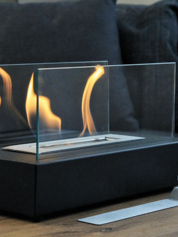 Decorative Luxe Flame Concrete & Glass Fireplace – Modern Hearth Accent