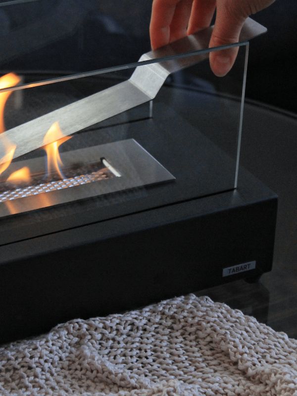 Decorative Luxe Flame Concrete & Glass Fireplace – Modern Hearth Accent