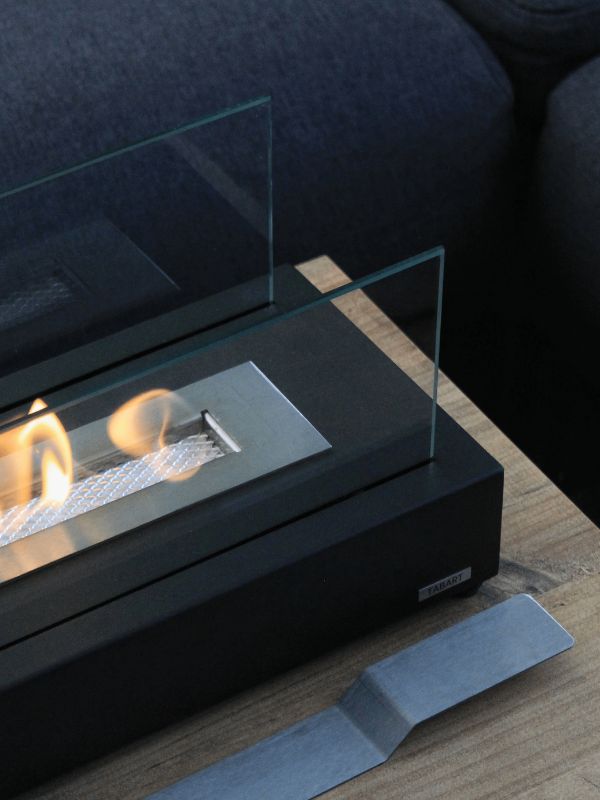 Decorative Luxe Flame Concrete & Glass Fireplace – Modern Hearth Accent