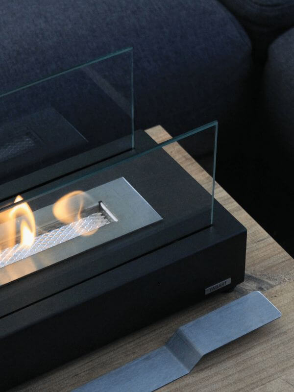 Decorative Luxe Flame Metal & Glass Fireplace