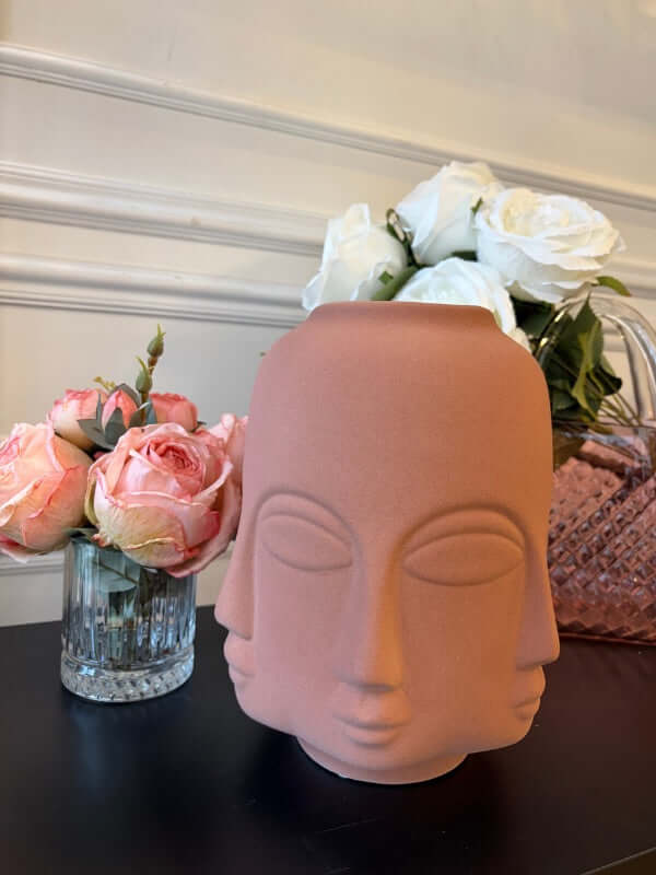 Decorative Sculptural Face Ceramic Vase