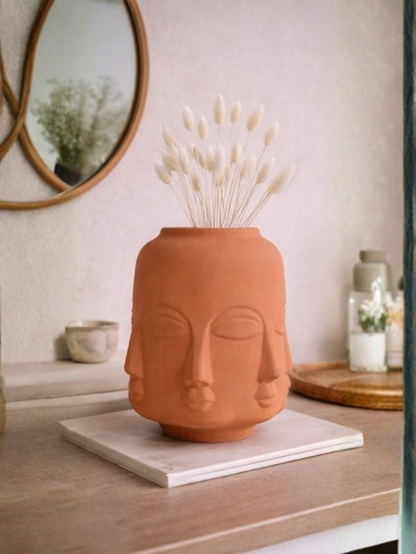 Decorative Sculptural Face Ceramic Vase