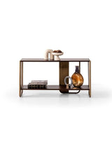 ISABEL BRASS AND WOOD CONSOLE TABLE