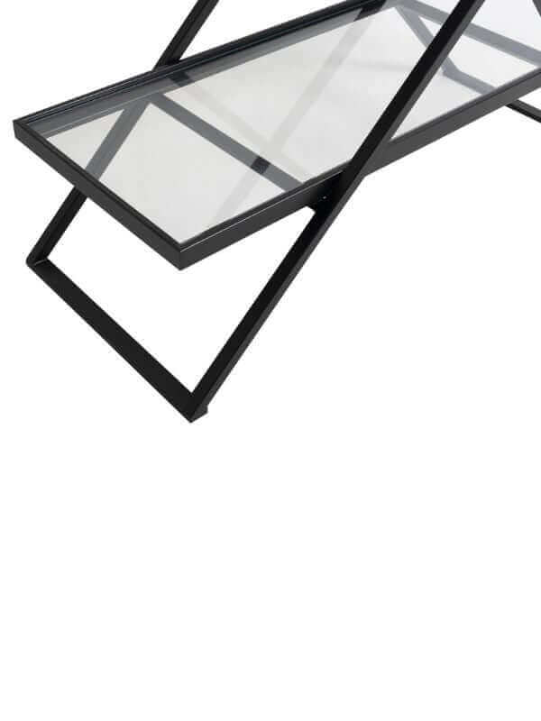 JOHNSON BLACK STEEL AND GLASS CONSOLE TABLE