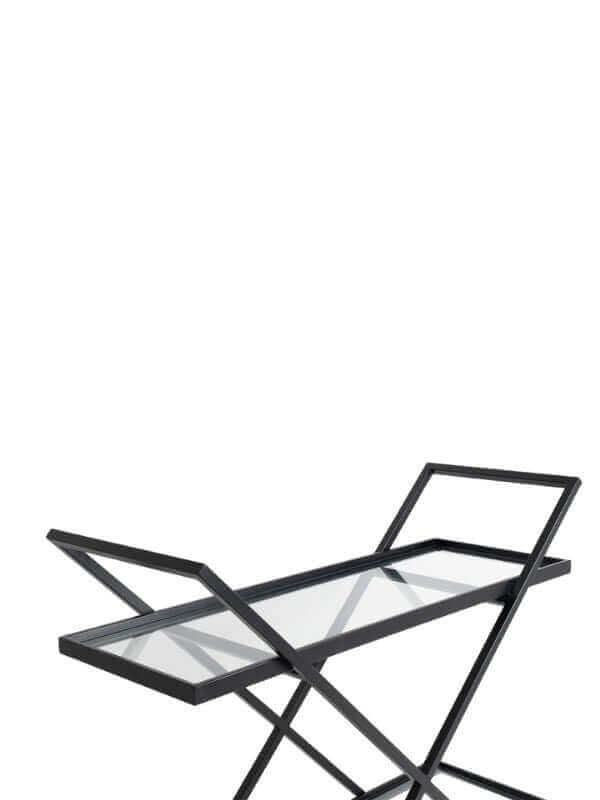 JOHNSON BLACK STEEL AND GLASS CONSOLE TABLE