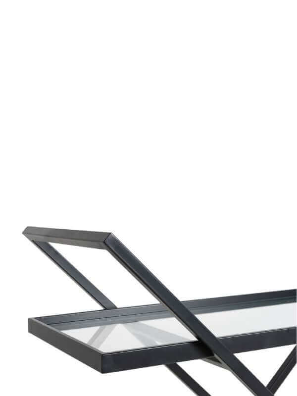 JOHNSON BLACK STEEL AND GLASS CONSOLE TABLE