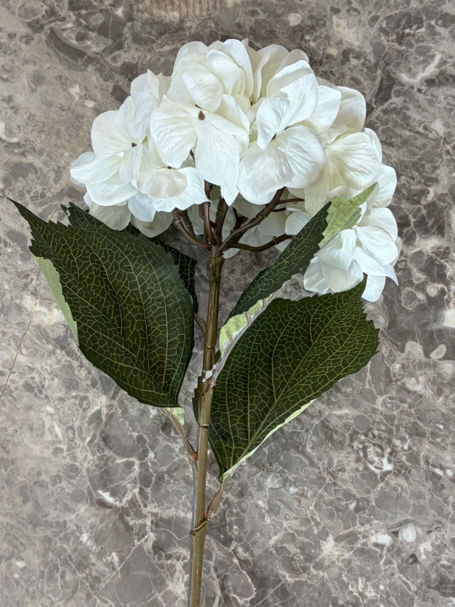 Large Artificial Hydrangea Stem, White