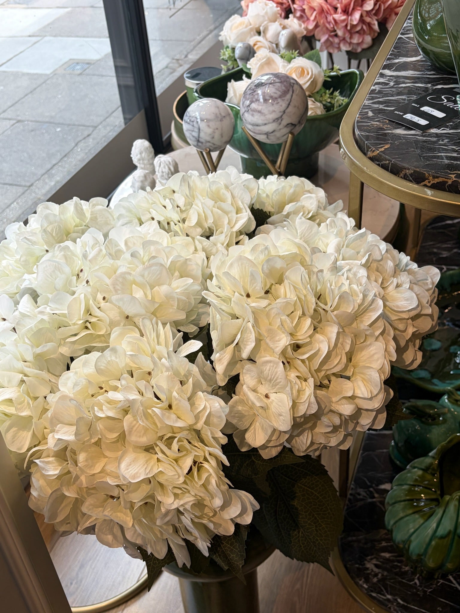 Large Artificial Hydrangea Stem, White