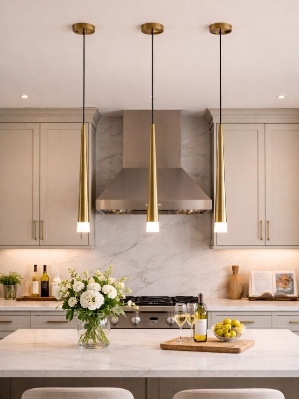 Modern Polished Brass Chandelier