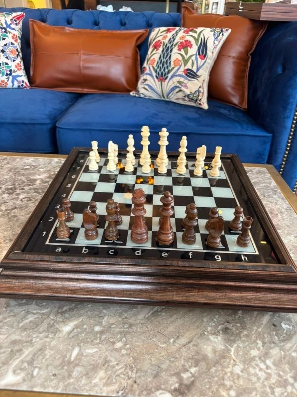 Modern Monochrome Wooden Chess Set