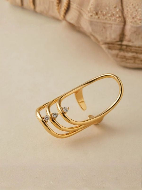 Nova Curve Ring – Gold Stainless Steel Statement Ring